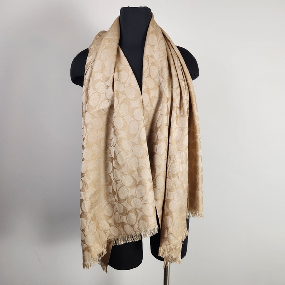 COACH monogram wool/silk pattern scarf - Picture 2 of 8